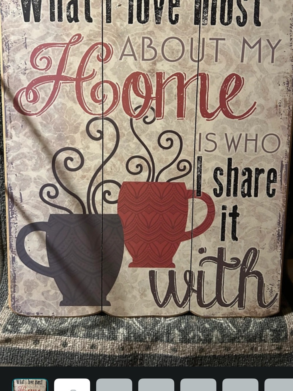 Home Coffee Mug Wall Sign - Red & Gray